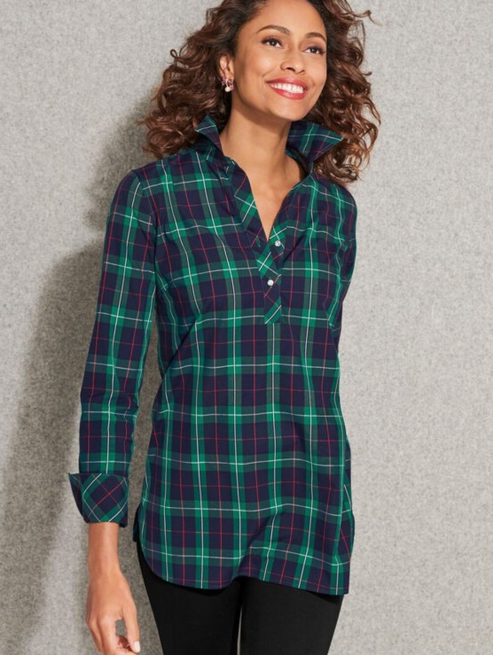 Talbots Perfect Popover Hiking Plaid Holiday Plaid Festive Size 22W